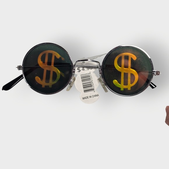 NEW 90s ROUND MONEY $ Hologram Sunglasses, Unworn Original Vintage Glasses - Picture 2 of 6